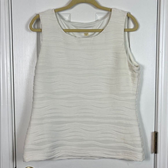 Calvin Klein white sleeveless top with liner size Large. Has a wavy design. - Picture 1 of 6